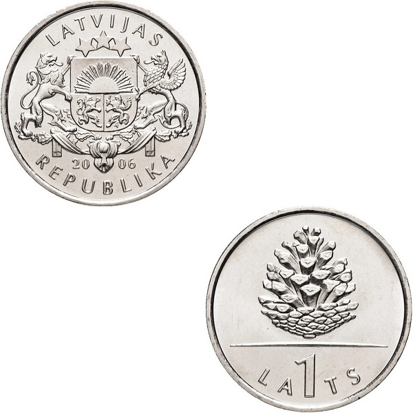 Латвия 1(2) Латвийский лат (2006) KM#