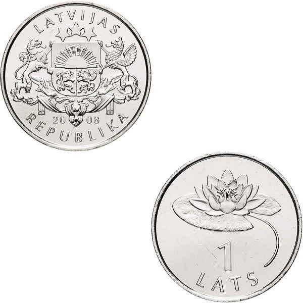 Латвия 1(1) Латвийский лат (2008) KM#