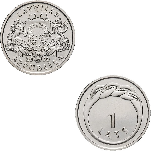 Латвия 1(1) Латвийский лат (2009) KM#