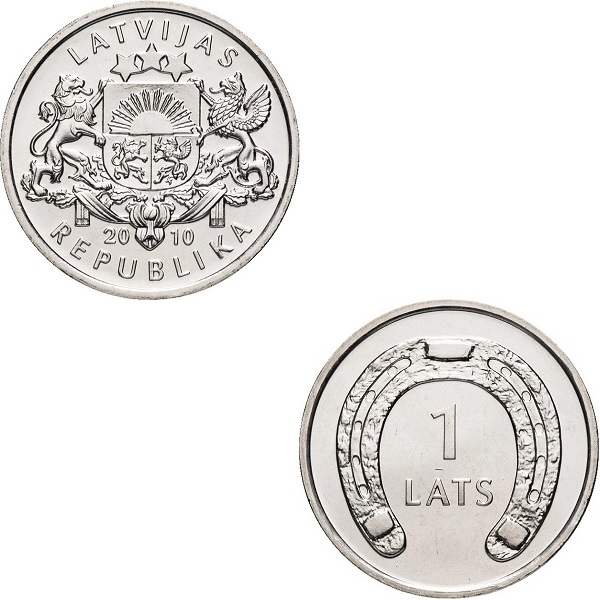 Латвия 1(2) Латвийский лат (2010) KM#
