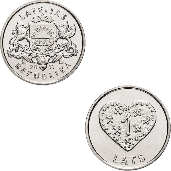 Латвия 1(2) Латвийский лат (2011) KM#