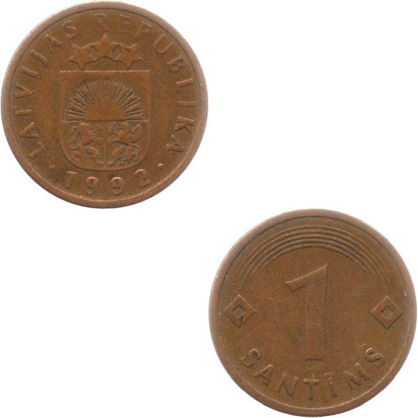 Латвия 1 Латвийский сантим (1992) KM#
