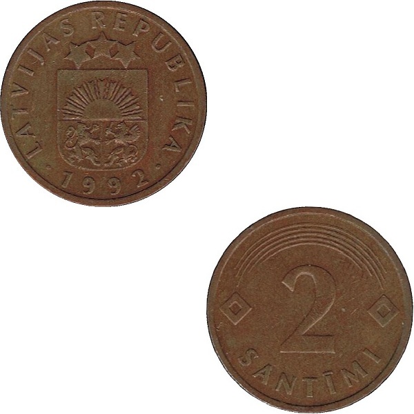 Латвия 2 Латвийских сантим (1992) KM#