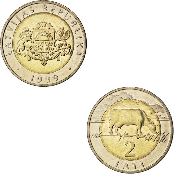 Латвия 2 Латвийский лат (1999) KM#
