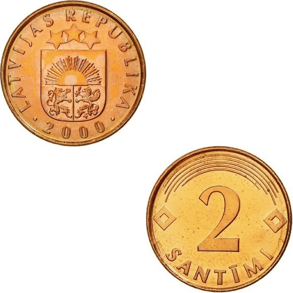 Латвия 2 Латвийский сантим (2000) KM#