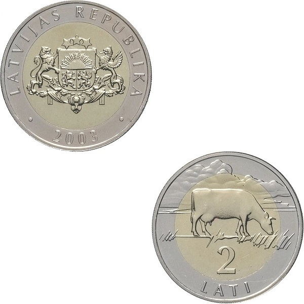 Латвия 2 Латвийских лат (2003) KM#
