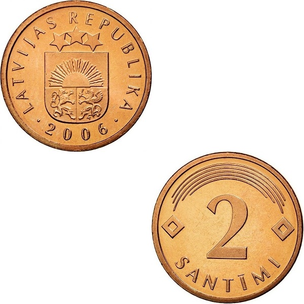 Латвия 2 Латвийских сантим (2006) KM#