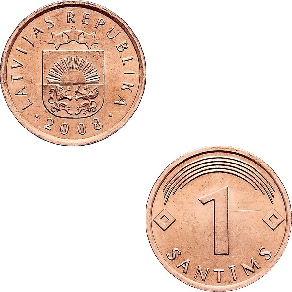 Латвия 1 Латвийский сантим (2008) KM#