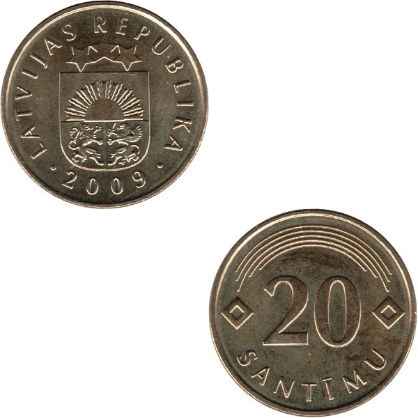 Латвия 20 Латвийских сантим (2009) KM#