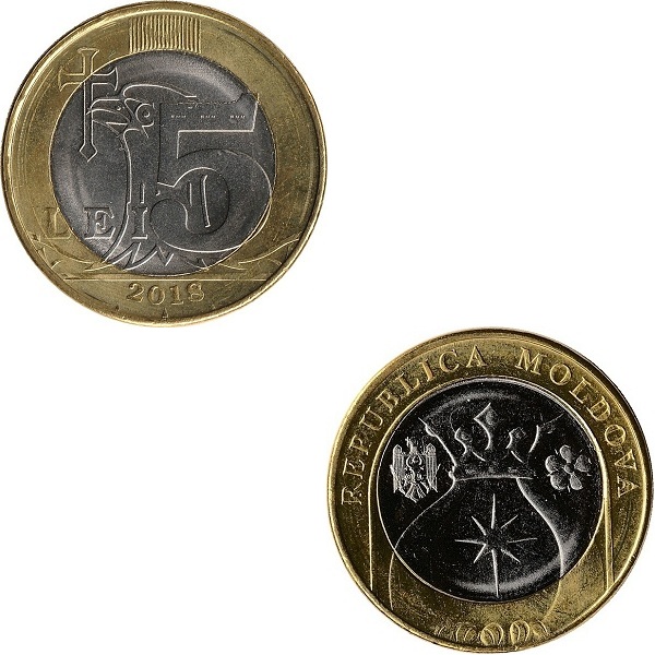 Молдова 5 Молдовских лей (2018) KM#