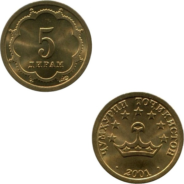Таджикистан 5 Таджикистанских дирам (2001) KM#