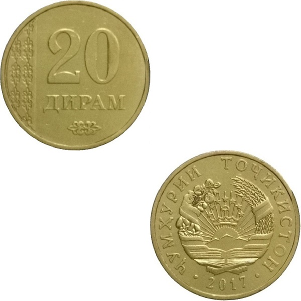 Tajikistan 20 Tajikistani Diram (2017) KM#