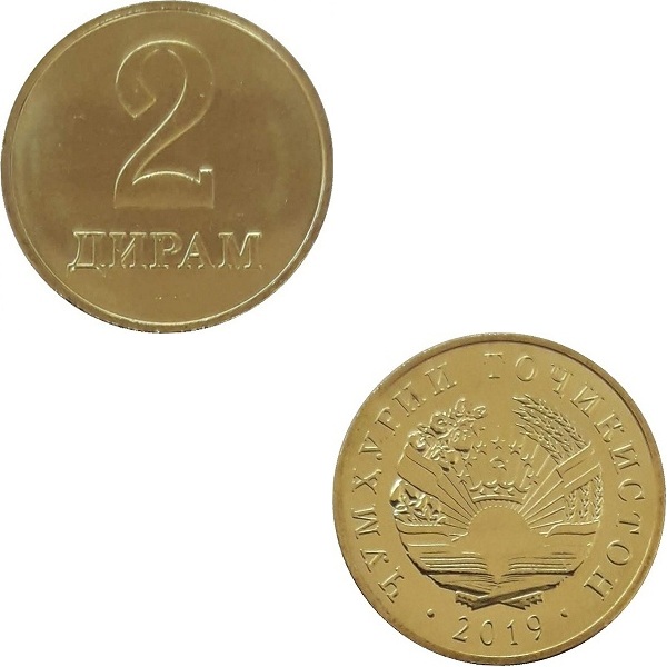 Таджикистан 2 Таджикистанских Дирам (2019) KM#